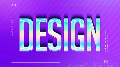 PSD模板-2019年3D文本效果趋势7