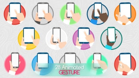 AE模板-动画手势图标-Animated Gesture Icons