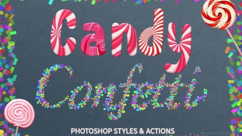 PS动作-糖果和五彩纸屑风格CANDY & CONFETTI Styles Photoshop