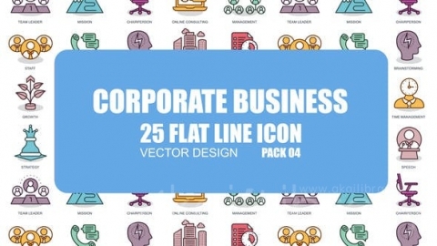 AE模板-企业业务-平面动画图标-Corporate Business – Flat Animation Icons