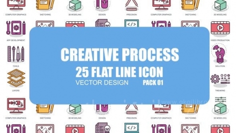 AE模板-创意流程-平面动画图标-Creative Process – Flat Animation Icons