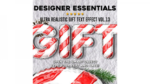PSD模板-超真实礼物文本效果Designer Essentials Ultra Realistic Gift Text Effect Vol.13