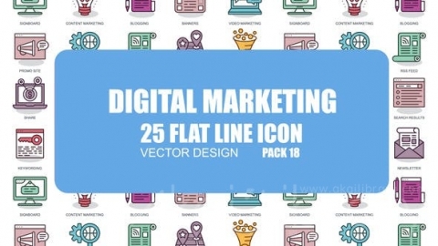 AE模板-数字营销-平面动画图标-Digital Marketing – Flat Animation Icons