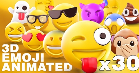 AE模板-表情3D动画-EMOJI 3D animated
