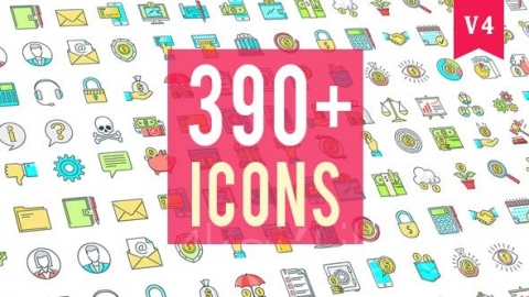 AE模板-390个动画图标-Icons Pack 390 Animated Icons