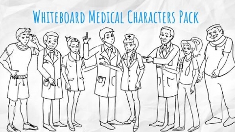 AE模板-医疗人物保健白板动画-Medical Characters – Healthcare Whiteboard Animation