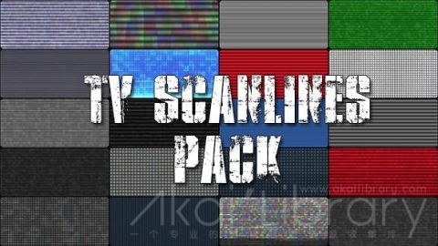 视频素材-带有失真叠加的电视扫描线-TV Scanlines with Distortion Overlays