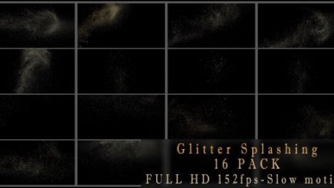 视频素材-16个金色和银色闪闪飞溅的灰尘-Glitter