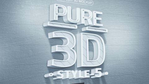 PSD模板-纯白色3D文本/徽标模型6