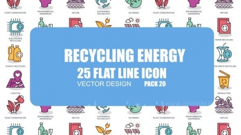 AE模板-能量回收-平面动画图标-Recycling Energy – Flat Animation Icons