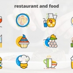 AE模板-餐厅和食品-平面动画图标-Restaurant And Food – Flat Animated Icons