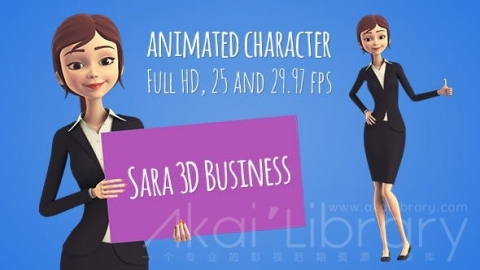 AE模板-美女主持人经理-Sara 3D Character in Business Suit – Beautiful Woman Presenter Manager
