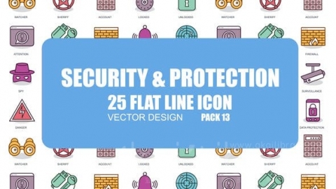 AE模板-安全和保护-平面动画图标-Security And Protection – Flat Animation Icons