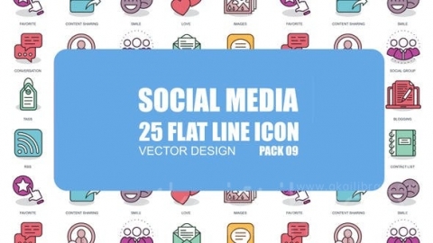 AE模板-社交媒体-平面动画图标-Social Media – Flat Animation Icons