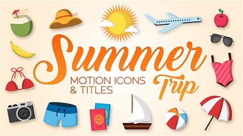AE模板-夏季旅行-动作图标和标题-Summer Trip – Motion Icons & Titles
