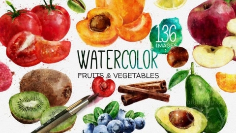 AE模板-水彩蔬果-Watercolor Fruits And Vegetables