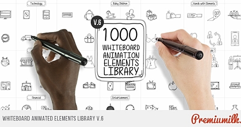 AE模板-白板动画元素库-Whiteboard Animated Elements Library