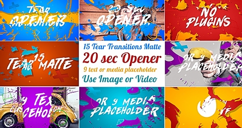 AE模板 带开场的15个撕裂过渡 15 Tear Transitions with Opener