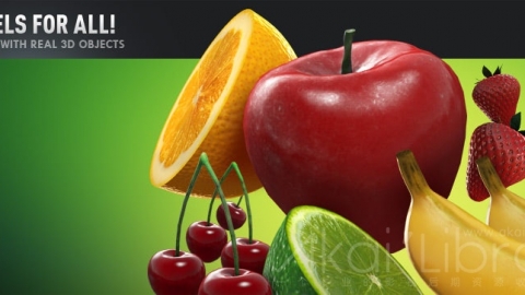 E3D模型：35个新鲜水果食物模型包Element 3D Fresh_Food WIN MAC+使用教程