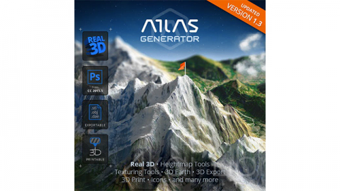 PS动作 三维地图生成器3D Map Generator   Atlas   From Heightmap to real 3D map