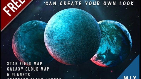 E3D模型：5个星球模型 Element 3D Planets Pack WIN MAC+使用教程