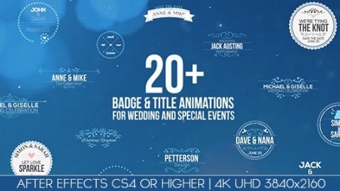 AE模板 婚礼和特别活动动画标题 Badges Title Animations For Wedding And Special Events