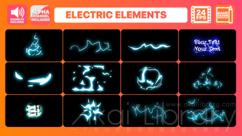 AE模板 卡通手绘电和标题 Cartoon Electric Elements And Titles | After Effects