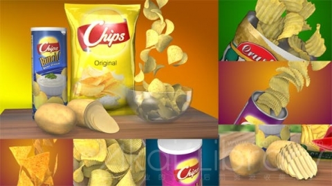 AE模板 3D薯片商业 3D Chips Commercial