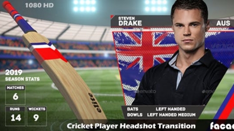 AE模板 运动员介绍 Cricket Player Headshot Transition