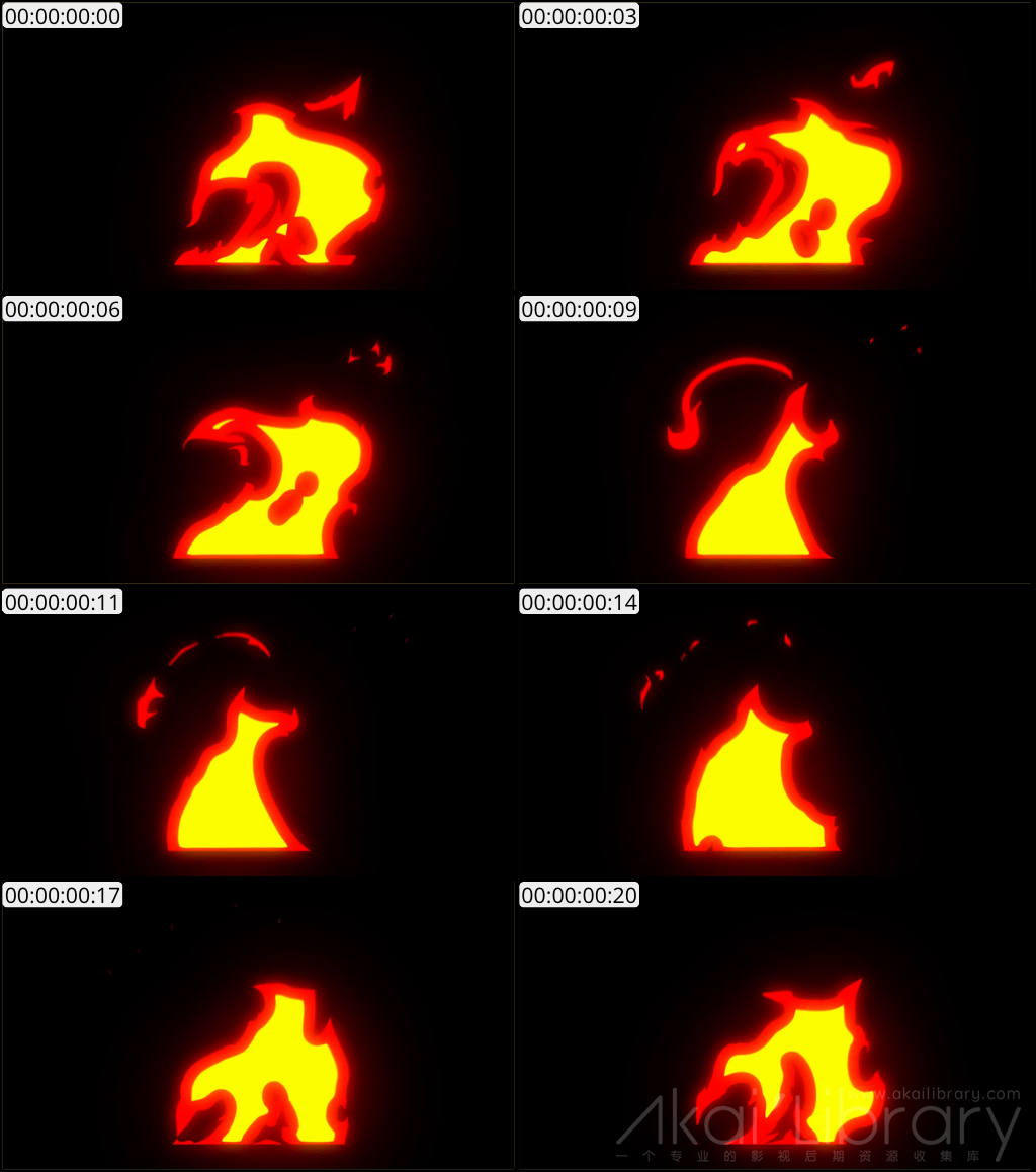 AE模板卡通手绘火元素Cartoon Fire Elements | After Effects 09-每天快乐多一点