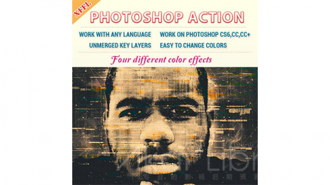 PS动作-故障斑驳效果Glitch Mottled Effect Photoshop Action