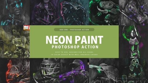 PS动作-霓虹画Neon Paint Photoshop Action