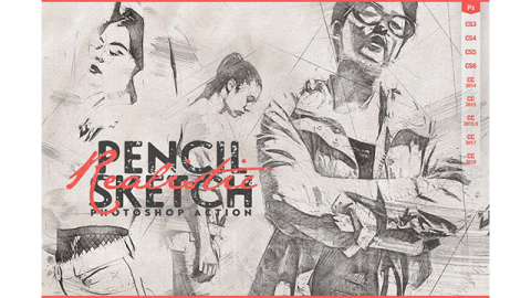 PS动作-写实铅笔素描Realistic Pencil Sketch CS3+ ~ Photoshop Add-Ons ~ Creative Market