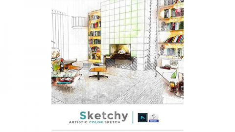 PS动作-艺术色彩素描Sketchy – Artistic Color Sketch  PS Action