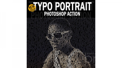 PS动作-打印肖像Typo Portrait   Photoshop Action