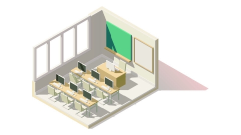 图片素材- 等距教室学校生活场景立体 7