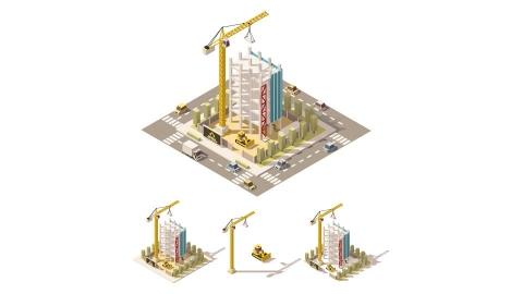 图片素材 等距工地施工建筑城市场景立体 12