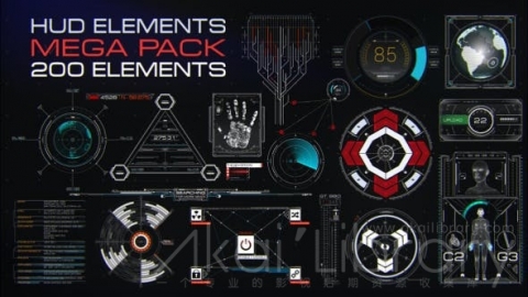 AE模板 控制界面屏幕高科技 HUD界面元素 HUD Elements Mega Pack