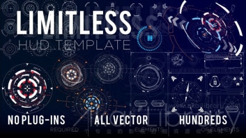 AE模板 图形界面包装用户界面屏幕高科技 HUD界面元素 Limitless HUD Template