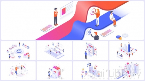 图片素材 等距互联网科技办公立体场景包