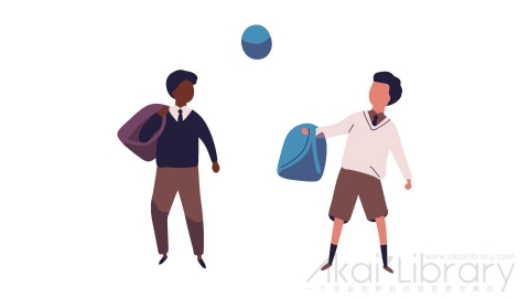 图片素材 扁平小学生儿童男孩子玩耍插画卡通日常角色人物-14