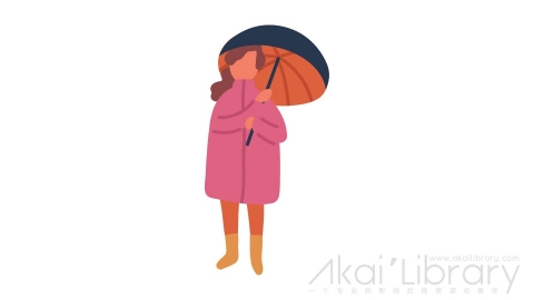 图片素材 扁平打伞女生插画卡通日常角色人物-1
