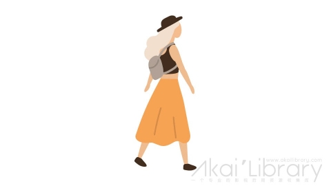 图片素材 扁平背包走路女人插画卡通日常角色人物-4