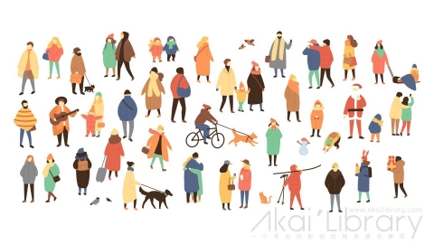 图片素材 扁平冬天冬装人物插画卡通日常角色包-3