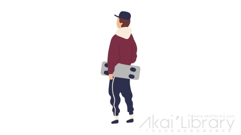 图片素材 扁平滑板男生插画卡通日常角色人物-48