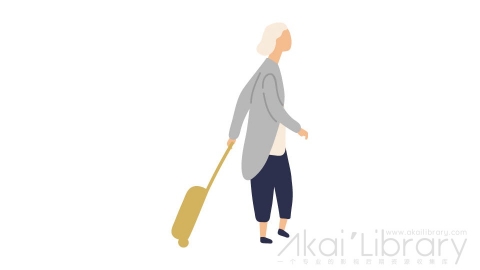 图片素材 扁平拉行李箱老奶奶插画卡通日常角色人物-23