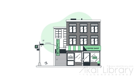 图片素材 疫情期间闭店关门停业线条扁平场景