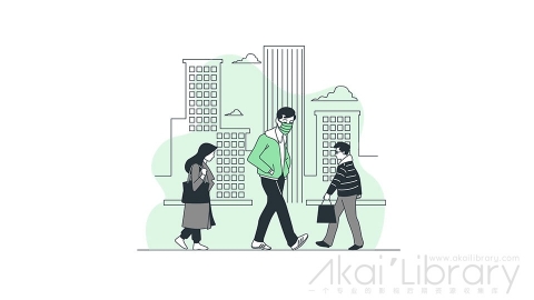 图片素材 戴口罩的人个人防护线条扁平场景