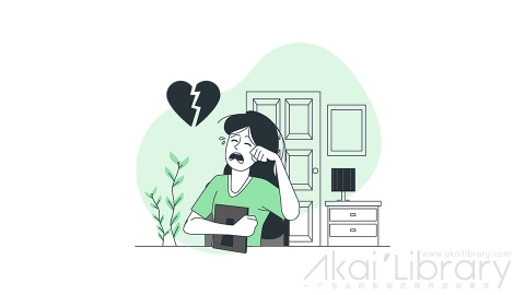 图片素材 失恋分手心碎伤心忧愁苦闷线条扁平场景