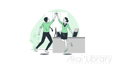 图片素材 击掌庆祝合作携手线条扁平场景